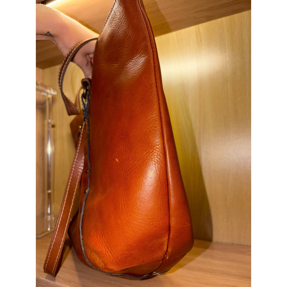 Patricia Nash Brown Leather Classic Studded Double Handle Tote Bag - Picture 5 of 9